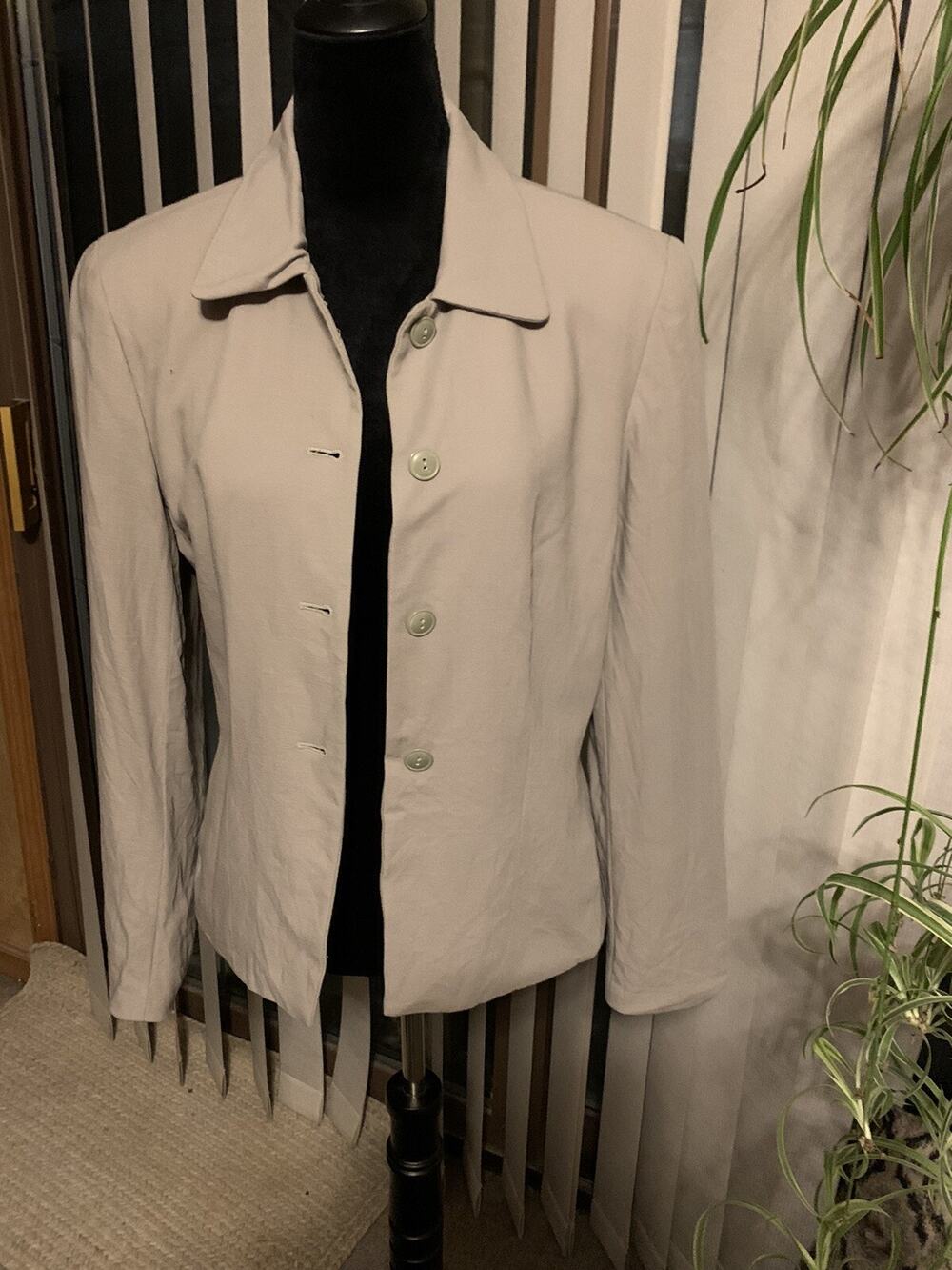Josephine Chaus Women's Blazer Button Sage Green Wool Long Sleeve Size 10